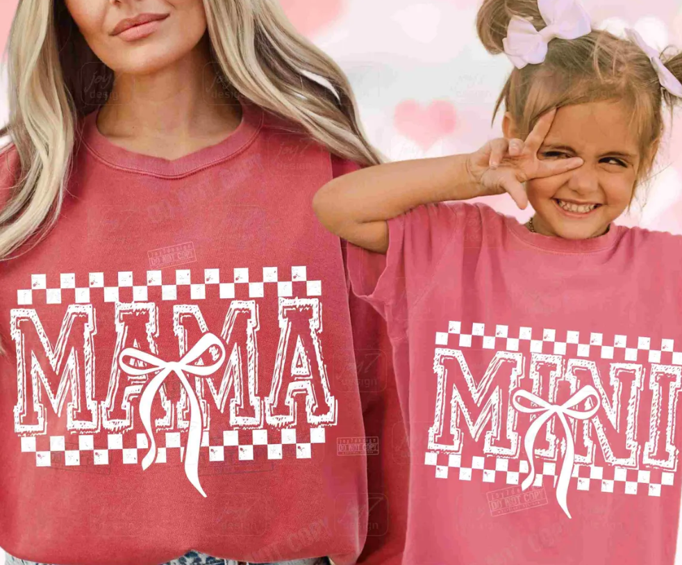 Mama/Mini Checkered Bow