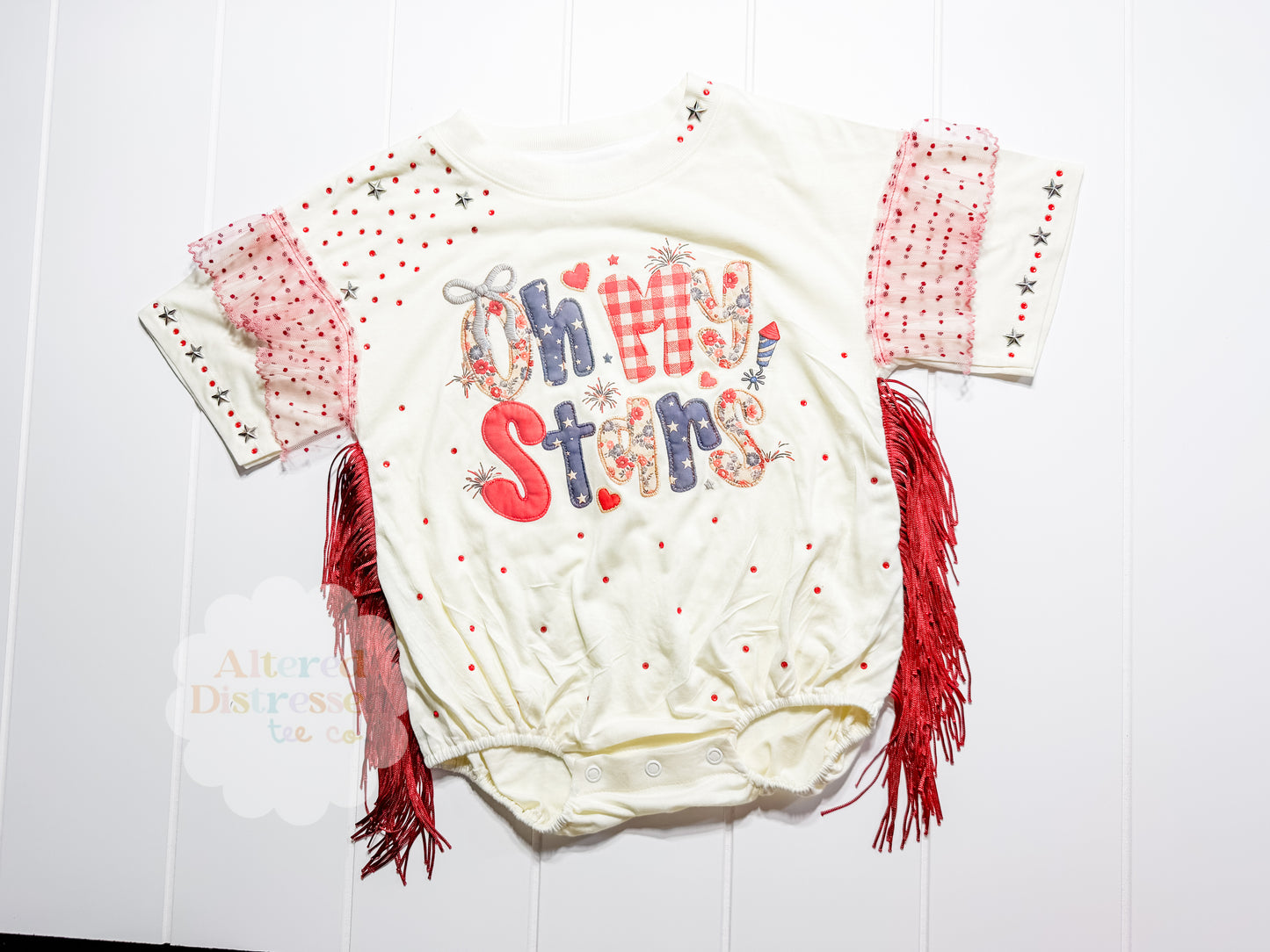 Oh my stars faux embroidered
