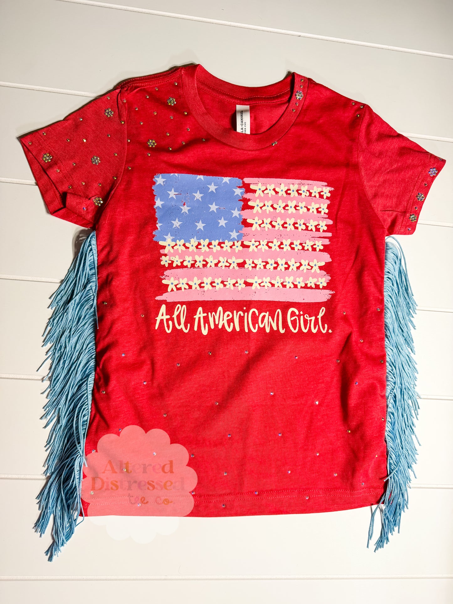 All American girl floral flag