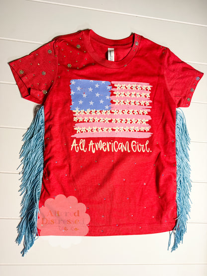 All American girl floral flag