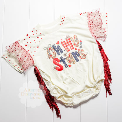 Oh my stars faux embroidered