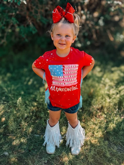 All American girl floral flag