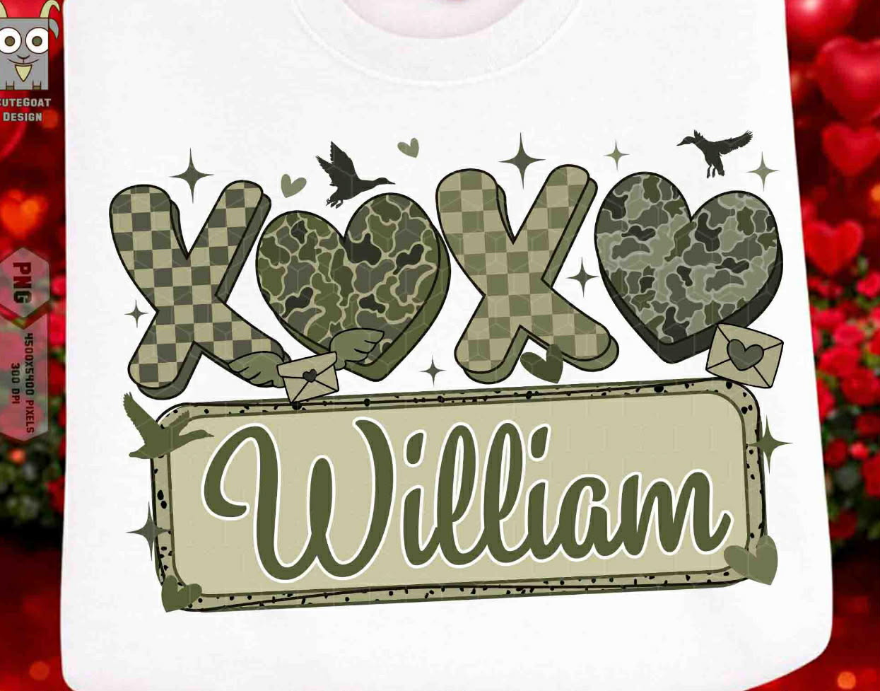 Camo XOXO (add names in notes box)