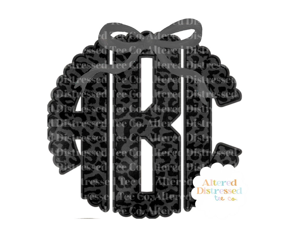 Black leopard print monogram